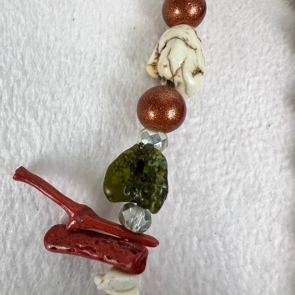 Western Cowboy Boot Enamel Pendant Beaded Necklace Texas Southwestern Style 23in